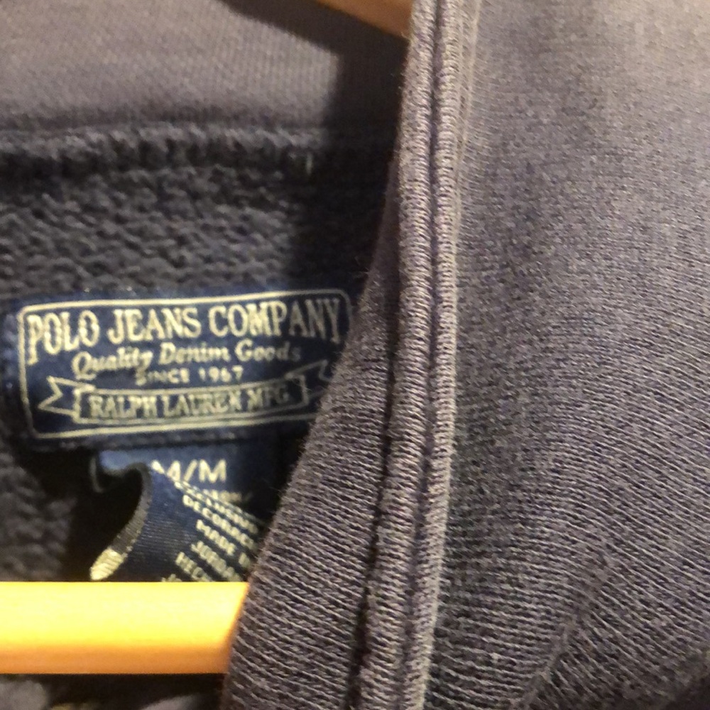 Ralph Lauren Navy Blue Zip-Up Sweatshirt Jacket with White Logo - Picture 2 of 2